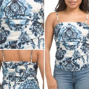 Zara Blue and Cream Patterned Camisole